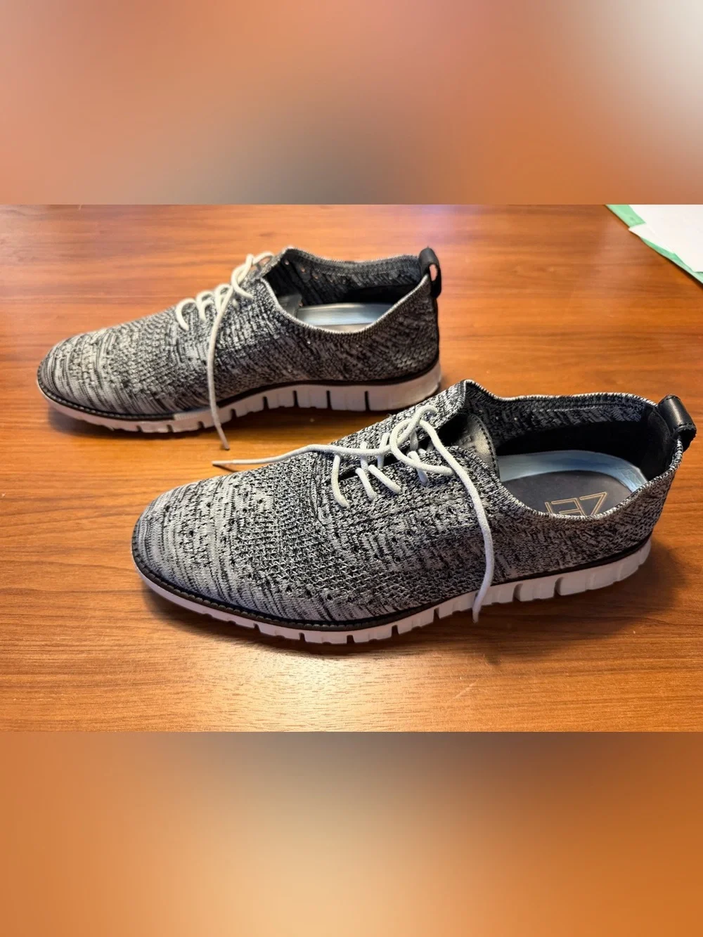 Cole Haan ZERØGRAND Knit Oxford Black Gray Men’s 10.5M